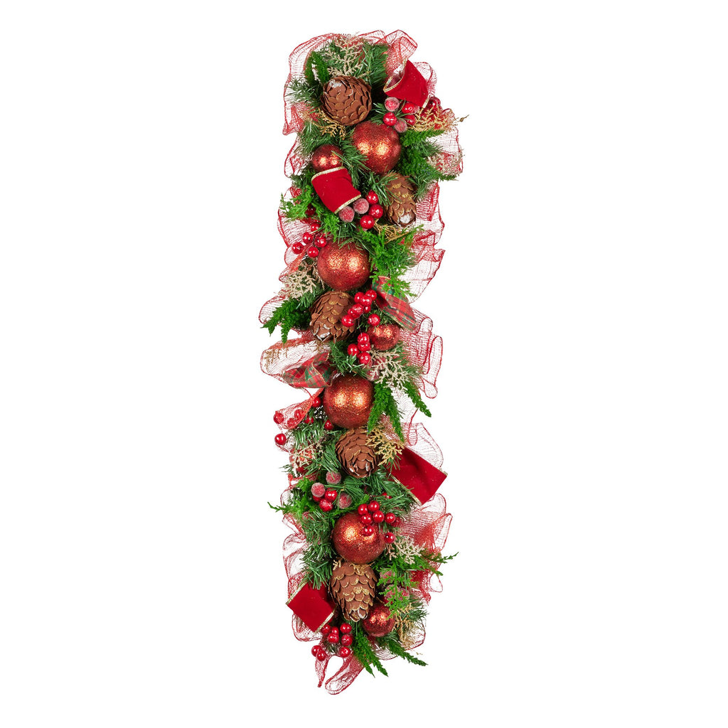 Christabelle Christmas Garland with Red Berries & Pine Cones Baubles Berries Tree Decoration Ornament Red Green