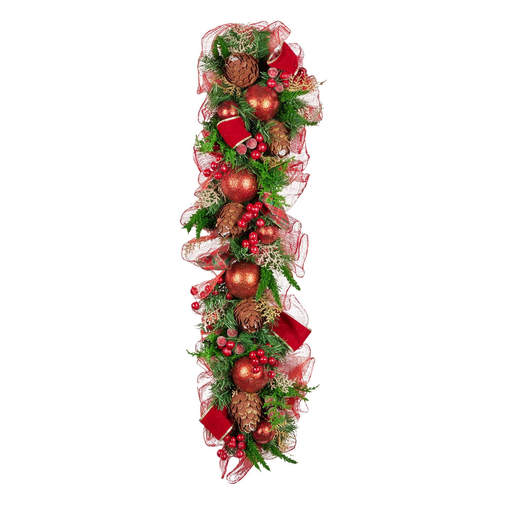 Christabelle Christmas Garland with Red Berries & Pine Cones Baubles Berries Tree Decoration Ornament Red Green
