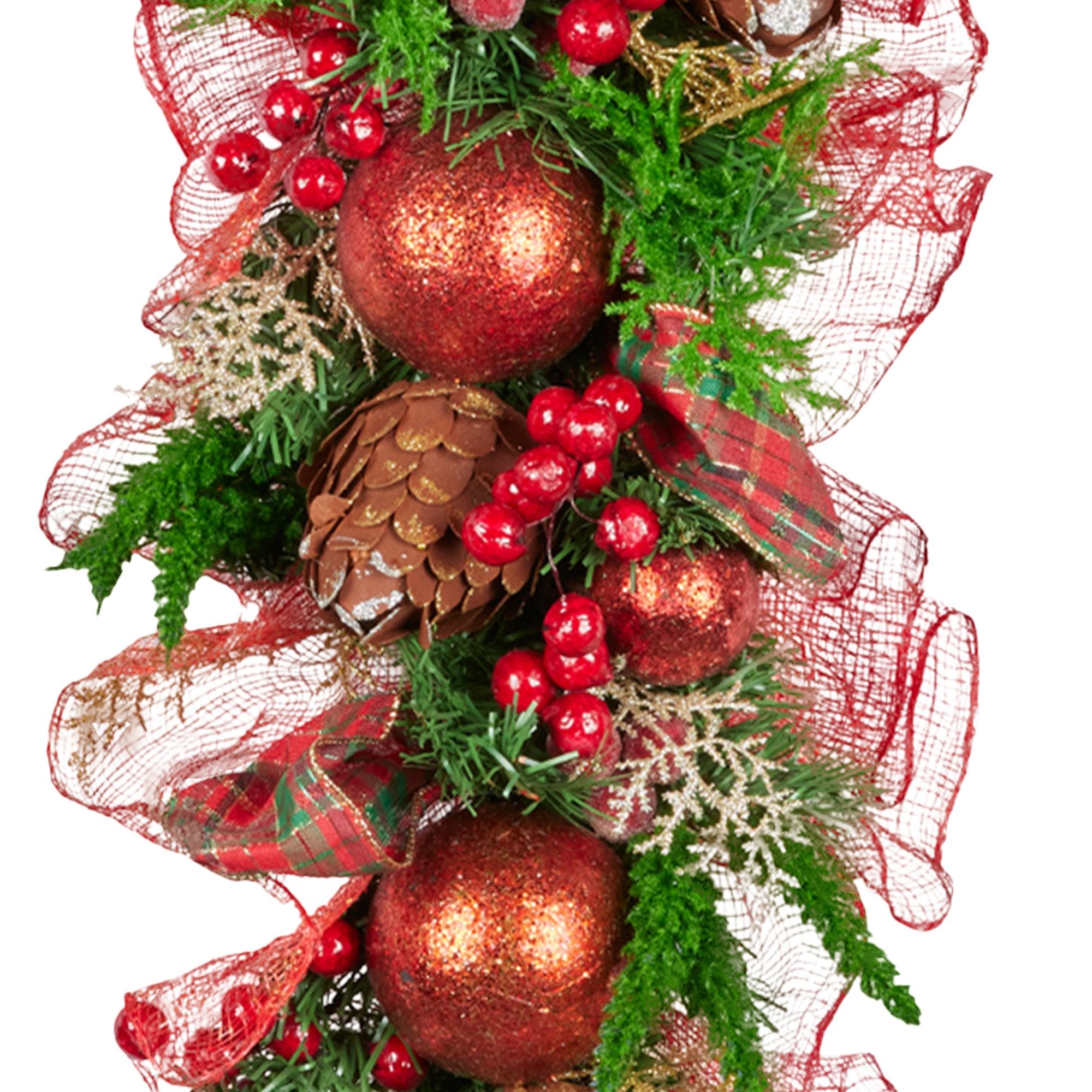 Christabelle Christmas Garland with Red Berries & Pine Cones Baubles Berries Tree Decoration Ornament Red Green