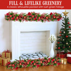 Christabelle Christmas Garland with Red Berries & Pine Cones Baubles Berries Tree Decoration Ornament Red Green
