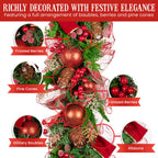 Christabelle Christmas Garland with Red Berries & Pine Cones Baubles Berries Tree Decoration Ornament Red Green