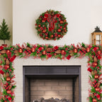 Christabelle Christmas Garland with Red Berries & Pine Cones Baubles Berries Tree Decoration Ornament Red Green