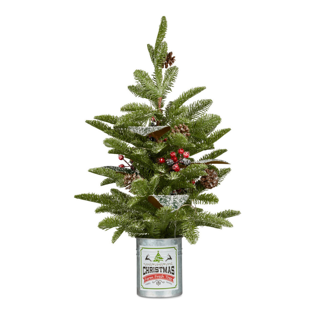 65cm Christmas Tree with Lights in Tin Pot