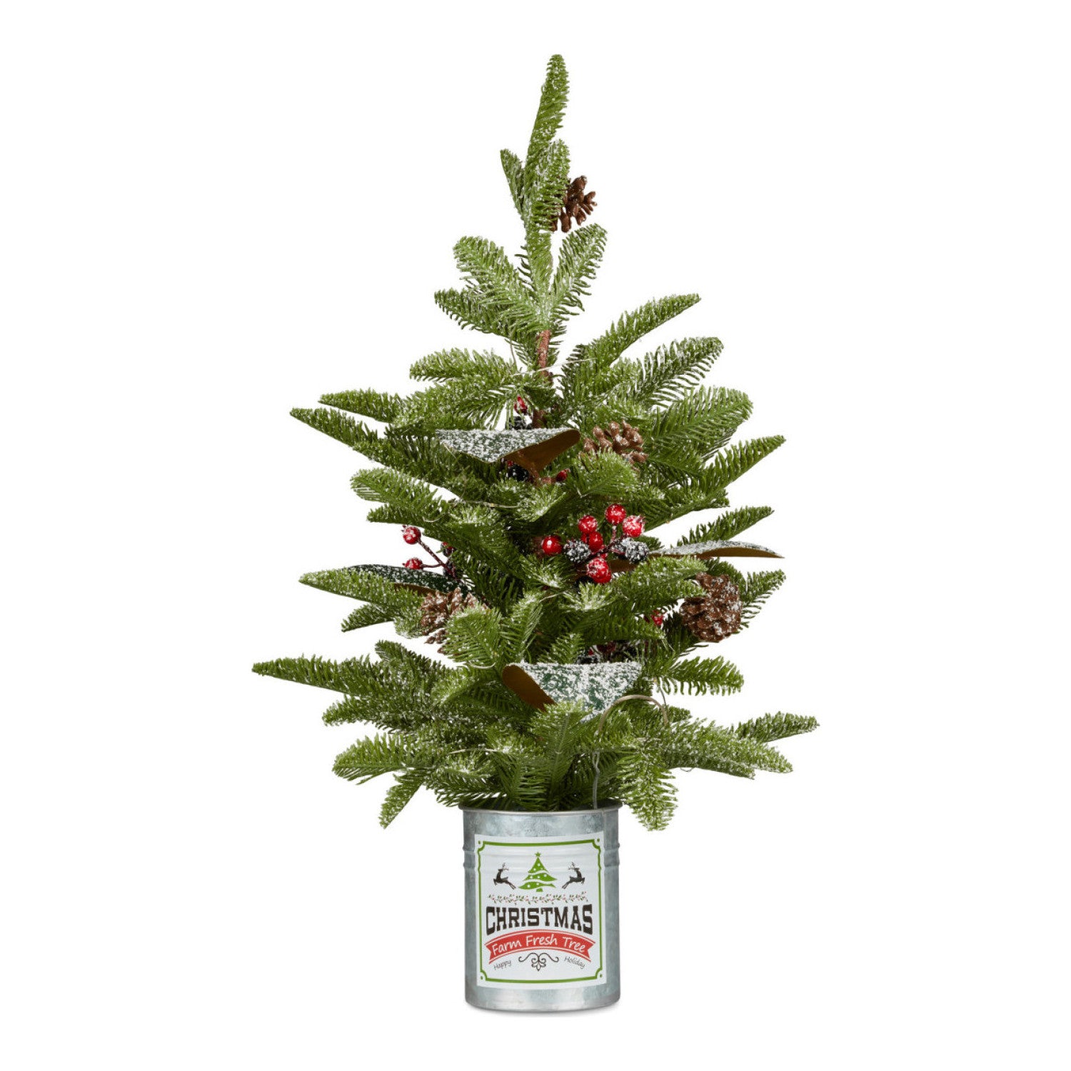 65cm Christmas Tree with Lights in Tin Pot