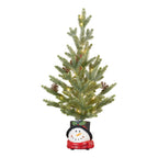 55cm Christmas Tree with Lights in Snowman Pot