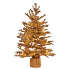 90cm Christmas Tree with Lights - Gold Fir in Hessian Base