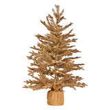 90cm Christmas Tree with Lights - Gold Fir in Hessian Base