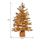 90cm Christmas Tree with Lights - Gold Fir in Hessian Base