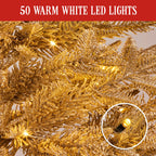 90cm Christmas Tree with Lights - Gold Fir in Hessian Base