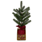 Christabelle 45cm 1.5ft Potted Christmas Tree Decorations Gift Pack Hessian Red Gold Baubles Festive Holiday Decoration