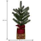 Christabelle 45cm 1.5ft Potted Christmas Tree Decorations Gift Pack Hessian Red Gold Baubles Festive Holiday Decoration