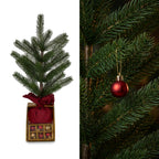 Christabelle 45cm 1.5ft Potted Christmas Tree Decorations Gift Pack Hessian Red Gold Baubles Festive Holiday Decoration