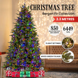 2.3M Bergen Fir Multicolour Pre-Lit Christmas Tree