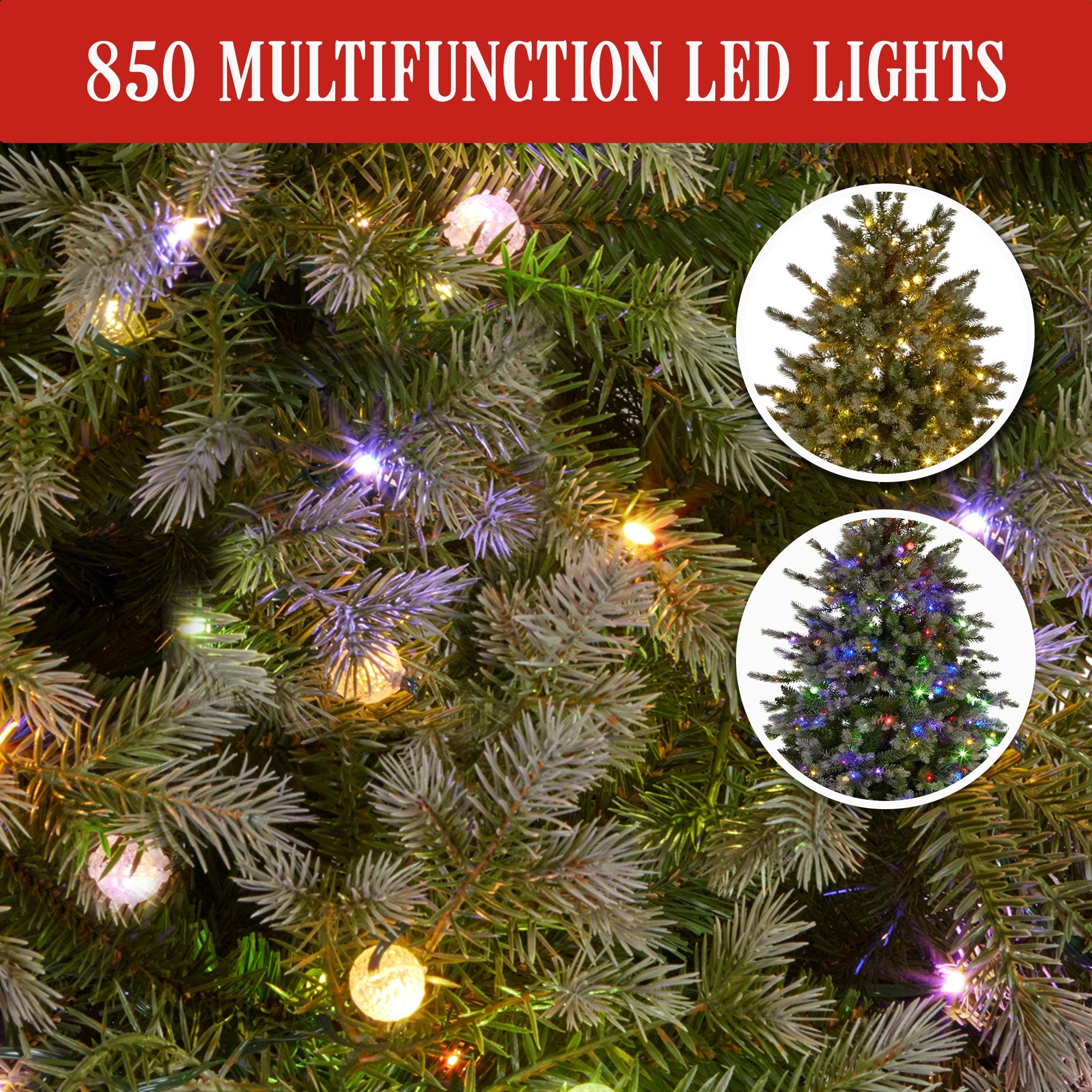 2.3M Bergen Fir Multicolour Pre-Lit Christmas Tree
