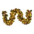 Christmas Garland with Lights 274cm with Pink & Silver Baubles