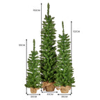152cm 122cm 90cm Set of 3 Pre-Lit Christmas Trees with Hessian Bases