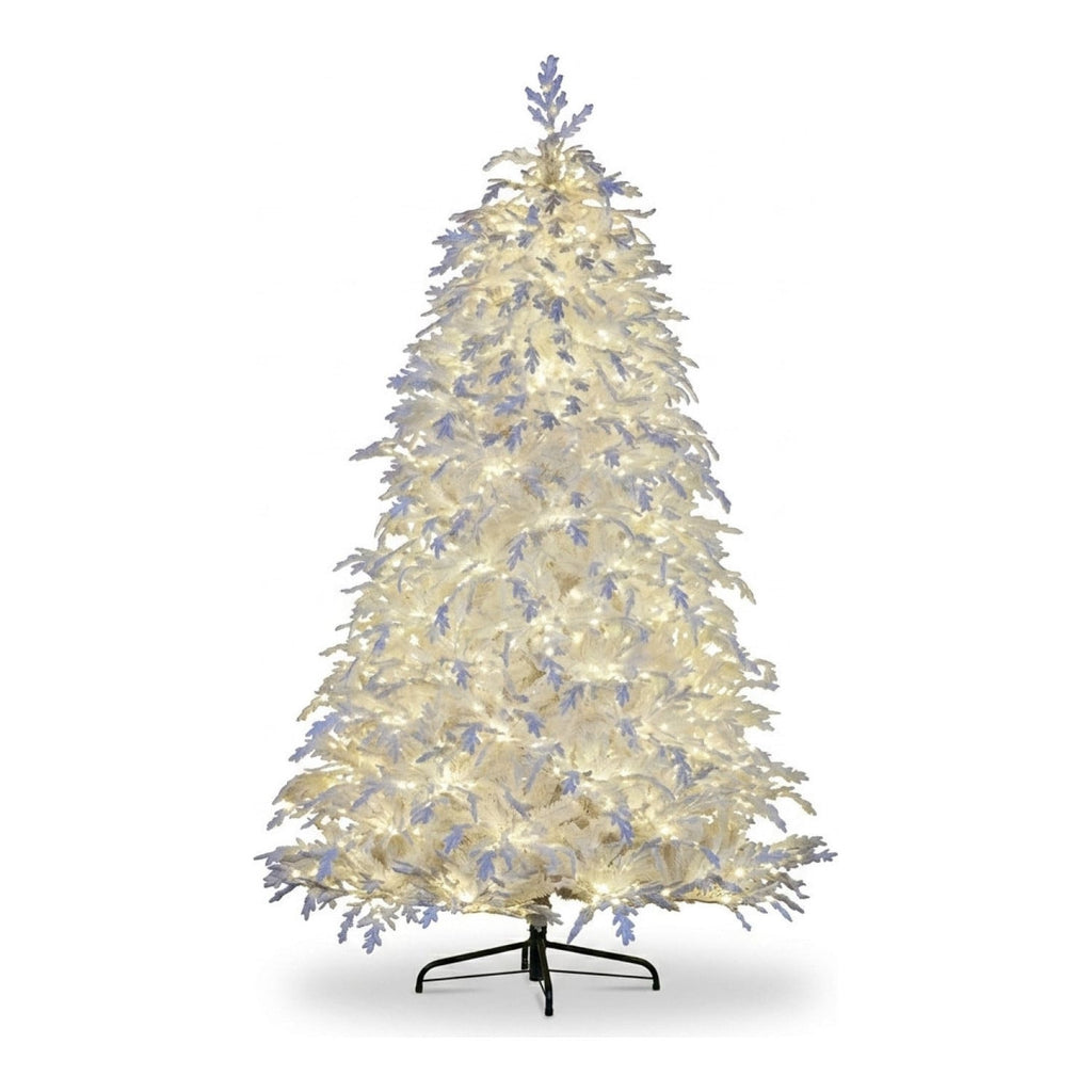 Christabelle 2.3m 7.5ft Crystal Snow Christmas Tree Pre Lit Multi Function Micro LED Artificial Indoor Xmas Decor Home