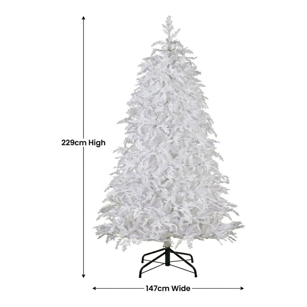Christabelle 2.3m 7.5ft Crystal Snow Christmas Tree Pre Lit Multi Function Micro LED Artificial Indoor Xmas Decor Home