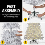 Christabelle 2.3m 7.5ft Crystal Snow Christmas Tree Pre Lit Multi Function Micro LED Artificial Indoor Xmas Decor Home