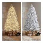 Christabelle 2.3m 7.5ft Crystal Snow Christmas Tree Pre Lit Multi Function Micro LED Artificial Indoor Xmas Decor Home