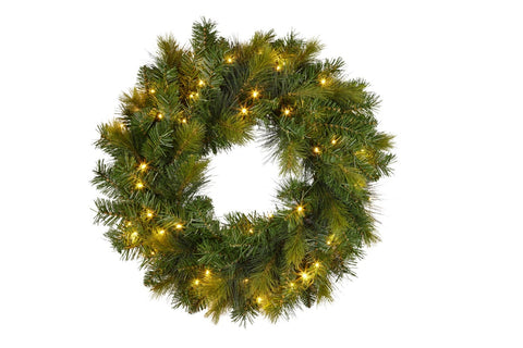Christmas Wreath with Lights - 61cm Eastern Pine