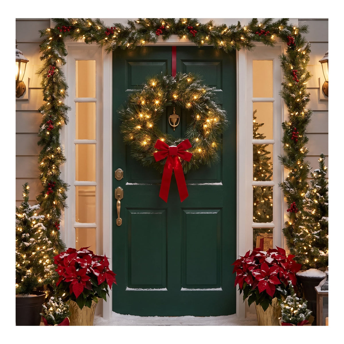 Christabelle 61cm Christmas Wreath Long Needle with LED Lights Front Door Decoration Ornament