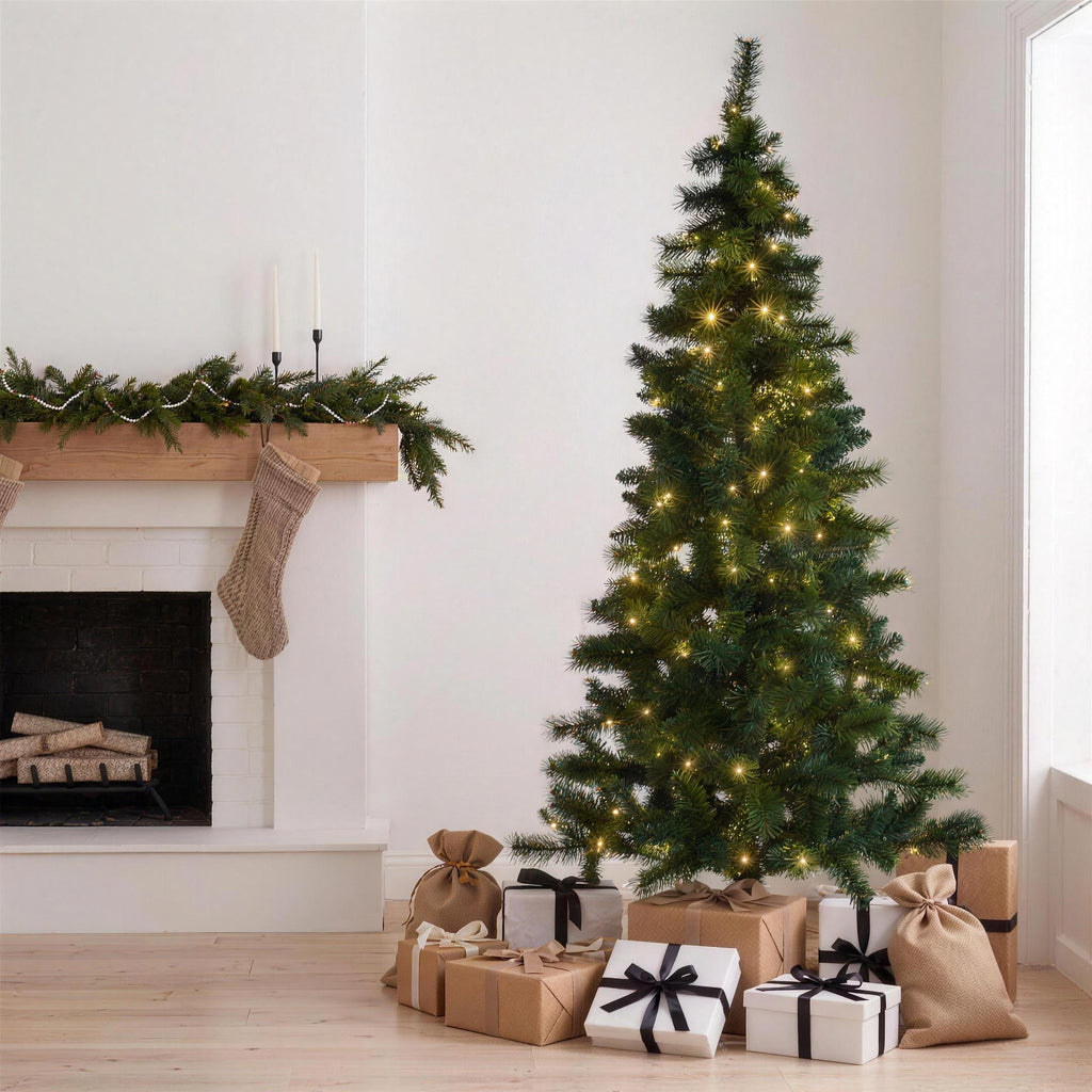 Christabelle 1.8m 6ft Lakeland Pine Christmas Tree Pre Lit Multi Function LED Artificial Indoor Xmas Decor Home
