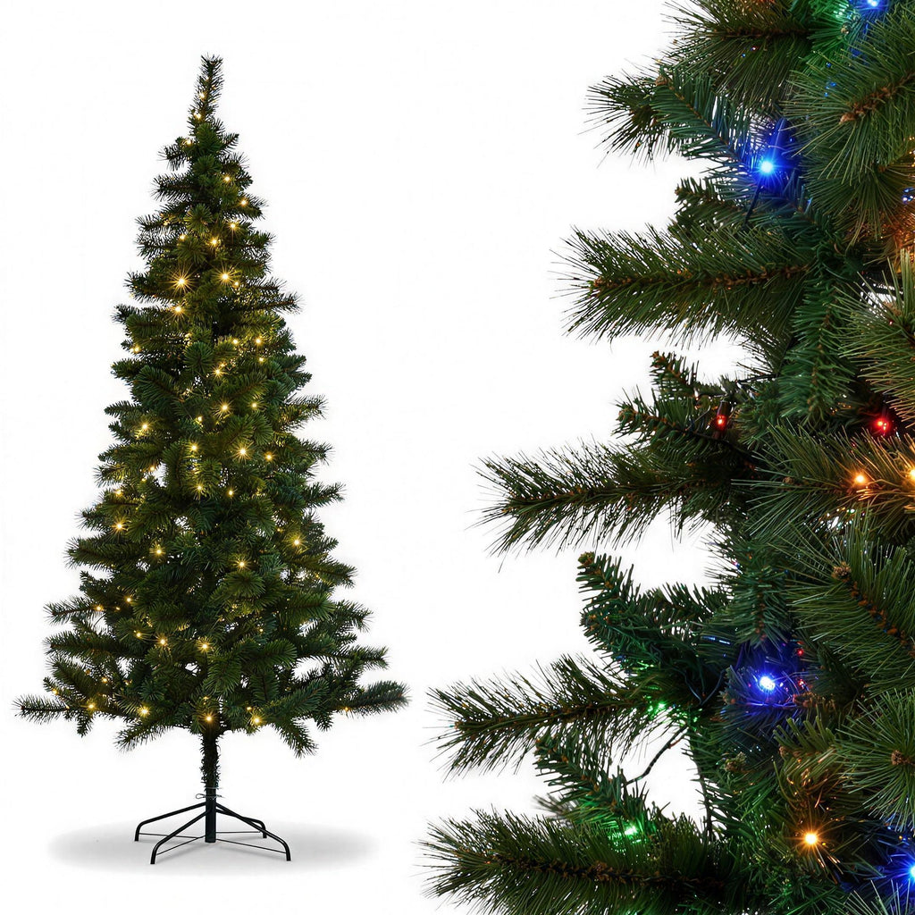 Christabelle 1.8m 6ft Lakeland Pine Christmas Tree Pre Lit Multi Function LED Artificial Indoor Xmas Decor Home