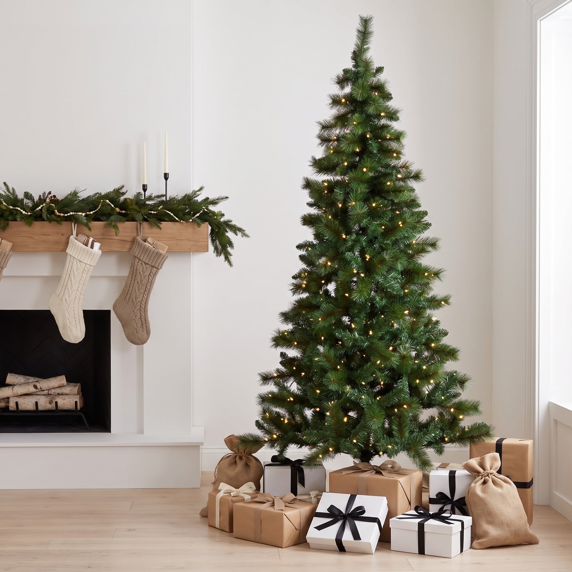 Christabelle 2.3m 7.5ft Lakeland Pine Christmas Tree Pre Lit Multi Function LED Artificial Indoor Xmas Decor Home