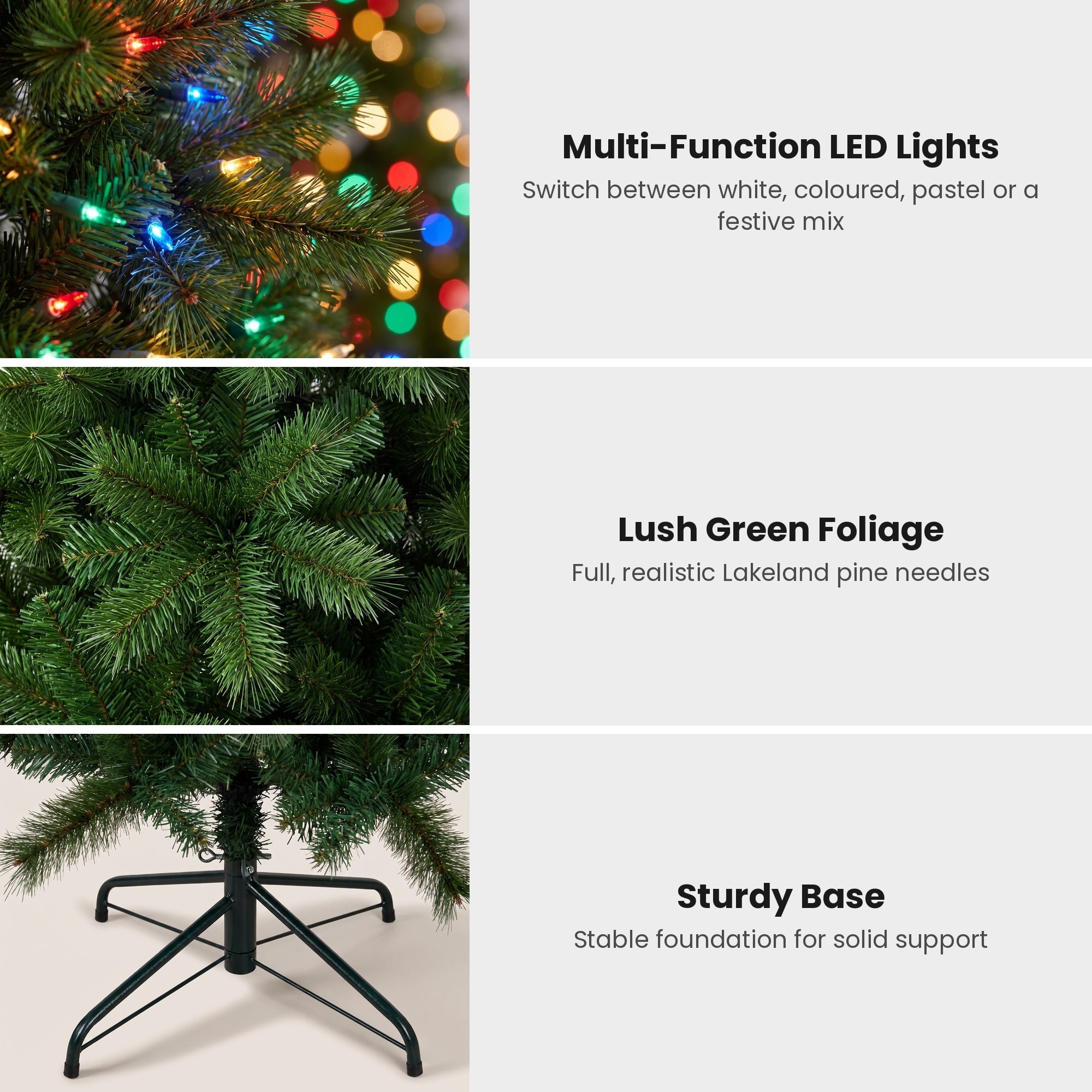 Christabelle 2.3m 7.5ft Lakeland Pine Christmas Tree Pre Lit Multi Function LED Artificial Indoor Xmas Decor Home