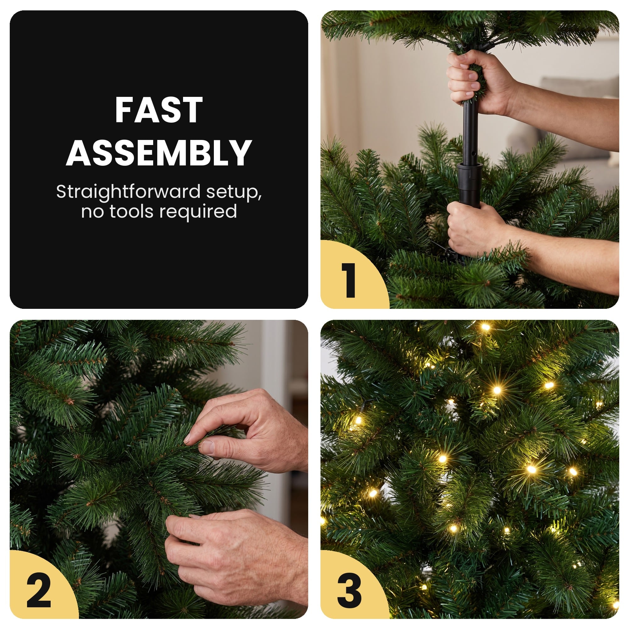 Christabelle 2.3m 7.5ft Lakeland Pine Christmas Tree Pre Lit Multi Function LED Artificial Indoor Xmas Decor Home