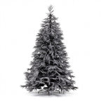 Christabelle 2.3m 7.5ft Midnight Snow Christmas Tree Pre Lit Warm White LED Black Foliage Flocked Hinged Branches Home