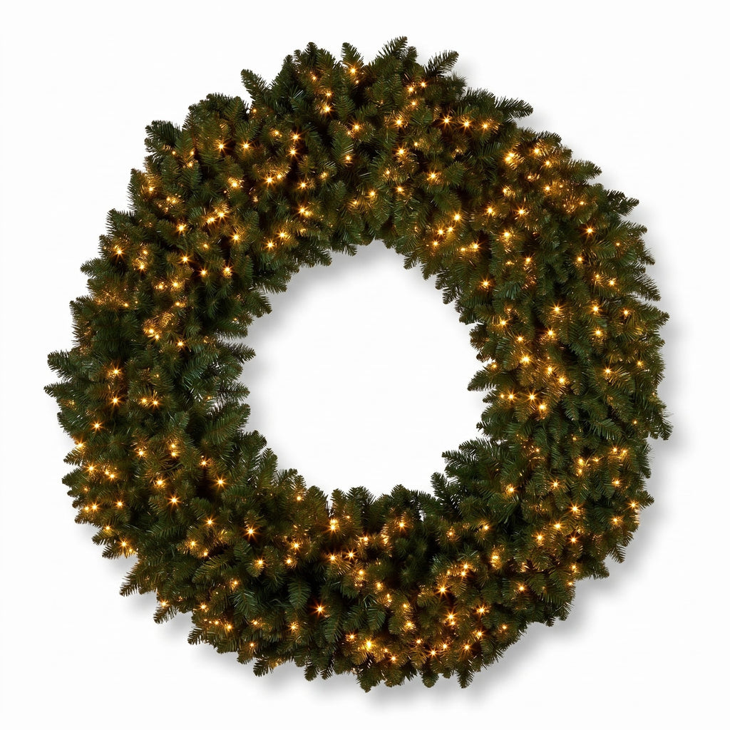 Christabelle 1.52m Nordic Pine Christmas Wreath Pre Lit White LED Large Statement Front Door Xmas Decoration Home