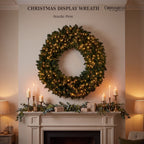 Christabelle 1.52m Nordic Pine Christmas Wreath Pre Lit White LED Large Statement Front Door Xmas Decoration Home