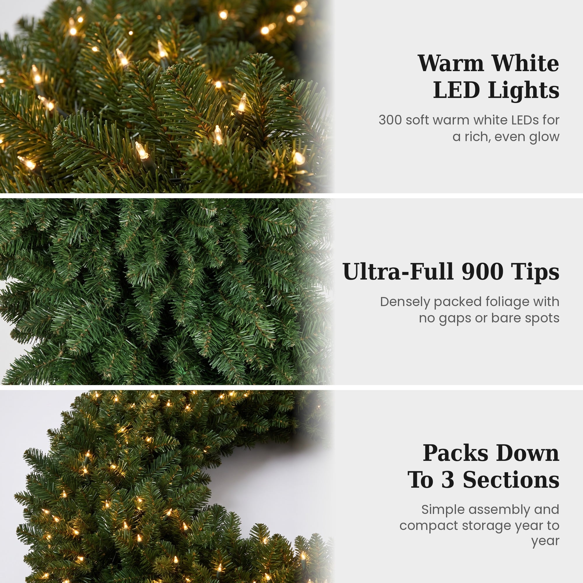Christabelle 1.52m Nordic Pine Christmas Wreath Pre Lit White LED Large Statement Front Door Xmas Decoration Home
