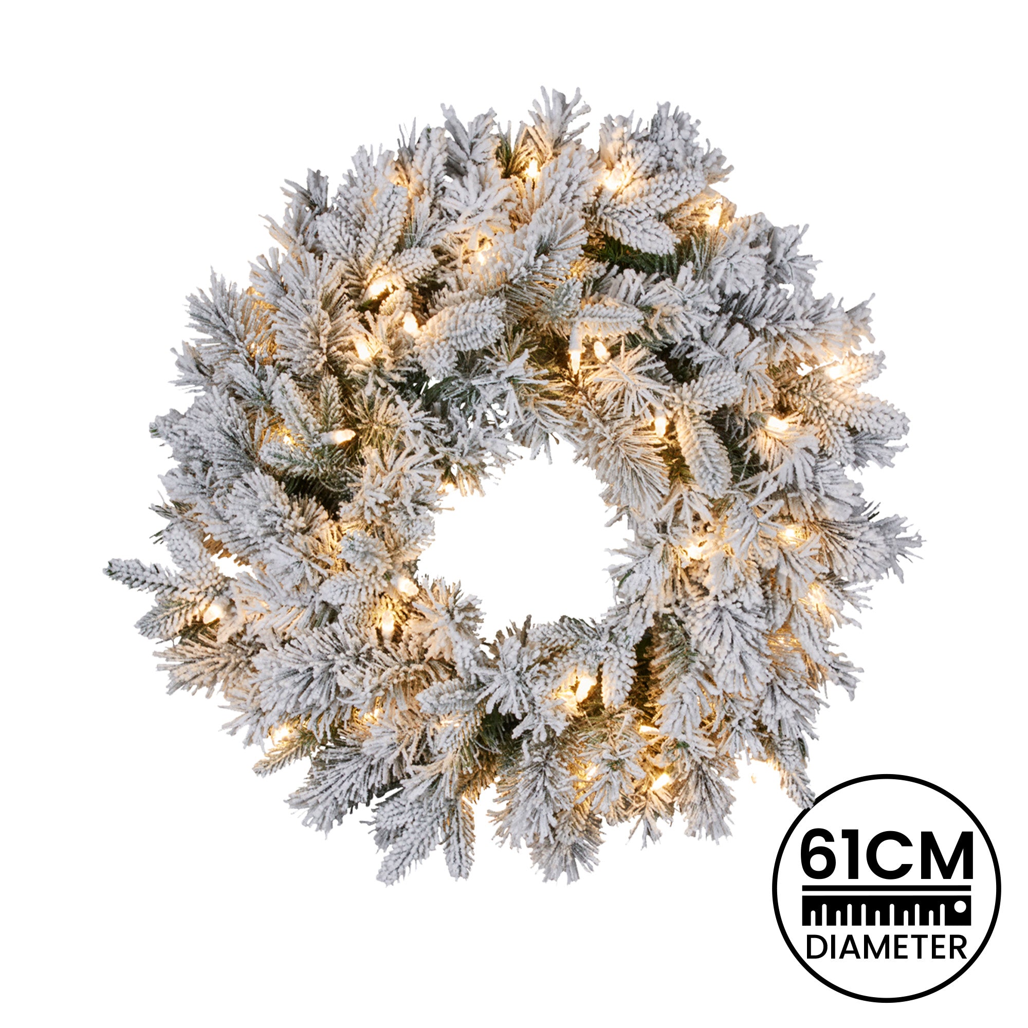 Christabelle Christmas Wreath Snowy Atica Pre-Lit with LED Lights Front Door Decoration Ornament
