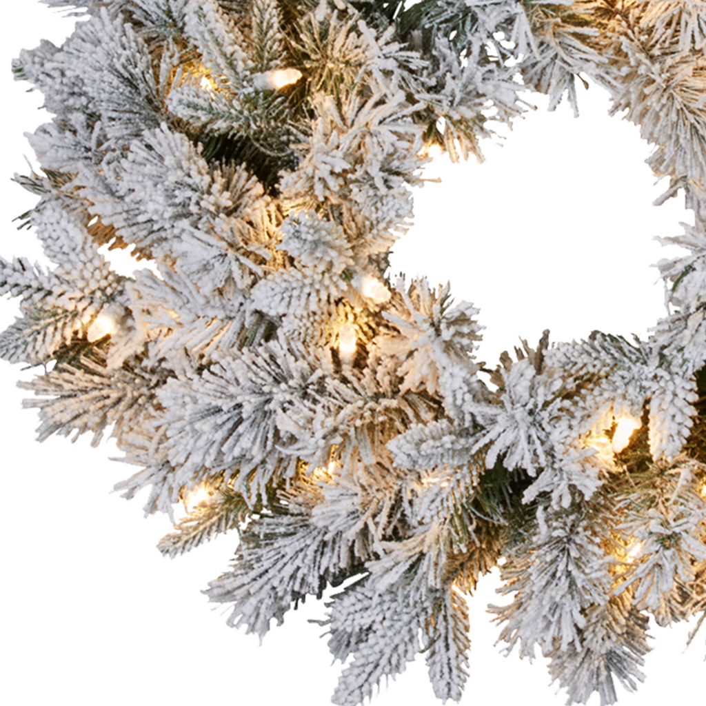 Christabelle Christmas Wreath Snowy Atica Pre-Lit with LED Lights Front Door Decoration Ornament