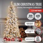 2.3M Christmas Tree with Lights- Snowy Norwegian Slimline