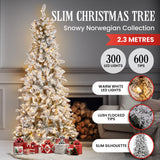 2.3M Christmas Tree with Lights- Snowy Norwegian Slimline