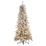 2.3M Christmas Tree with Lights- Snowy Norwegian Slimline