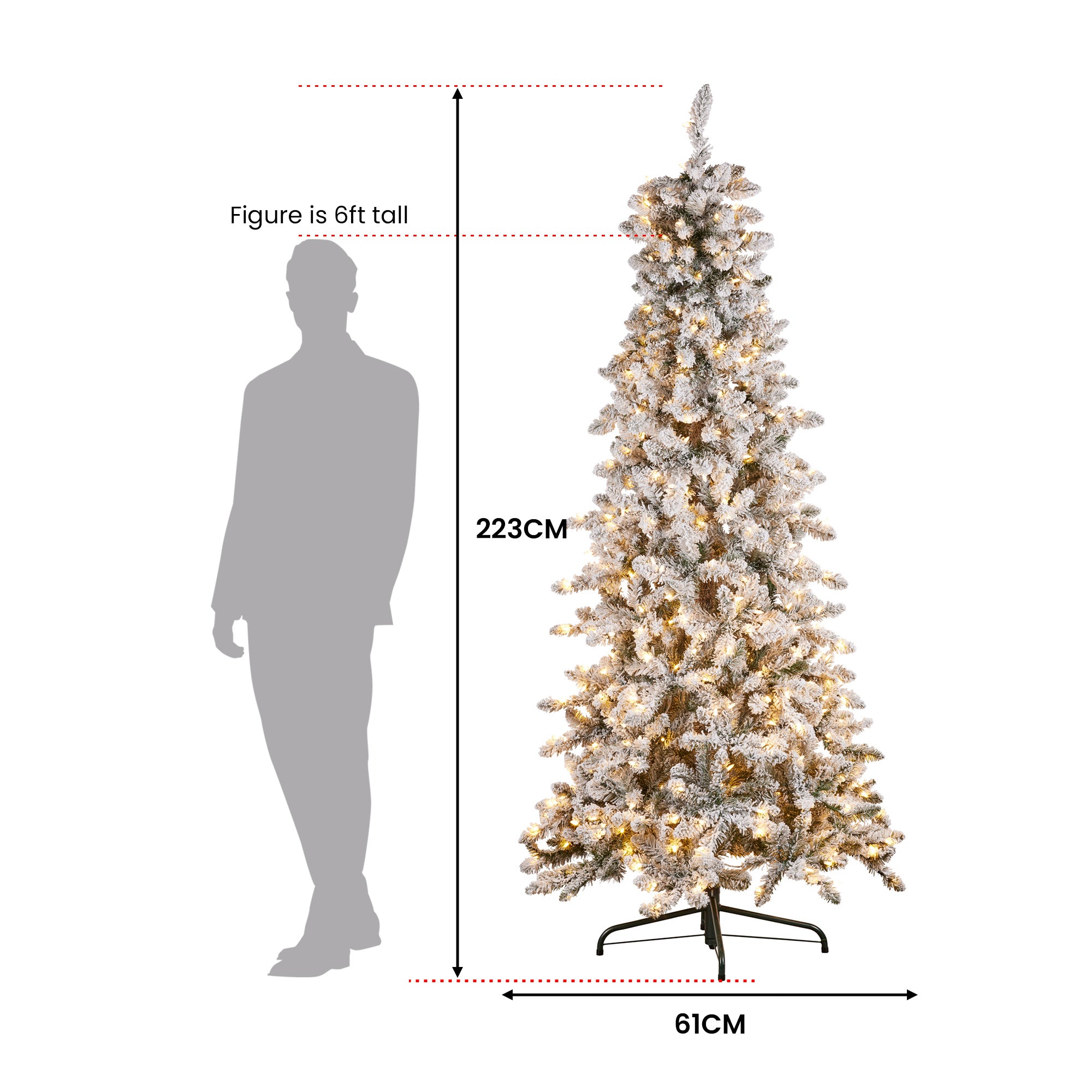 2.3M Christmas Tree with Lights- Snowy Norwegian Slimline