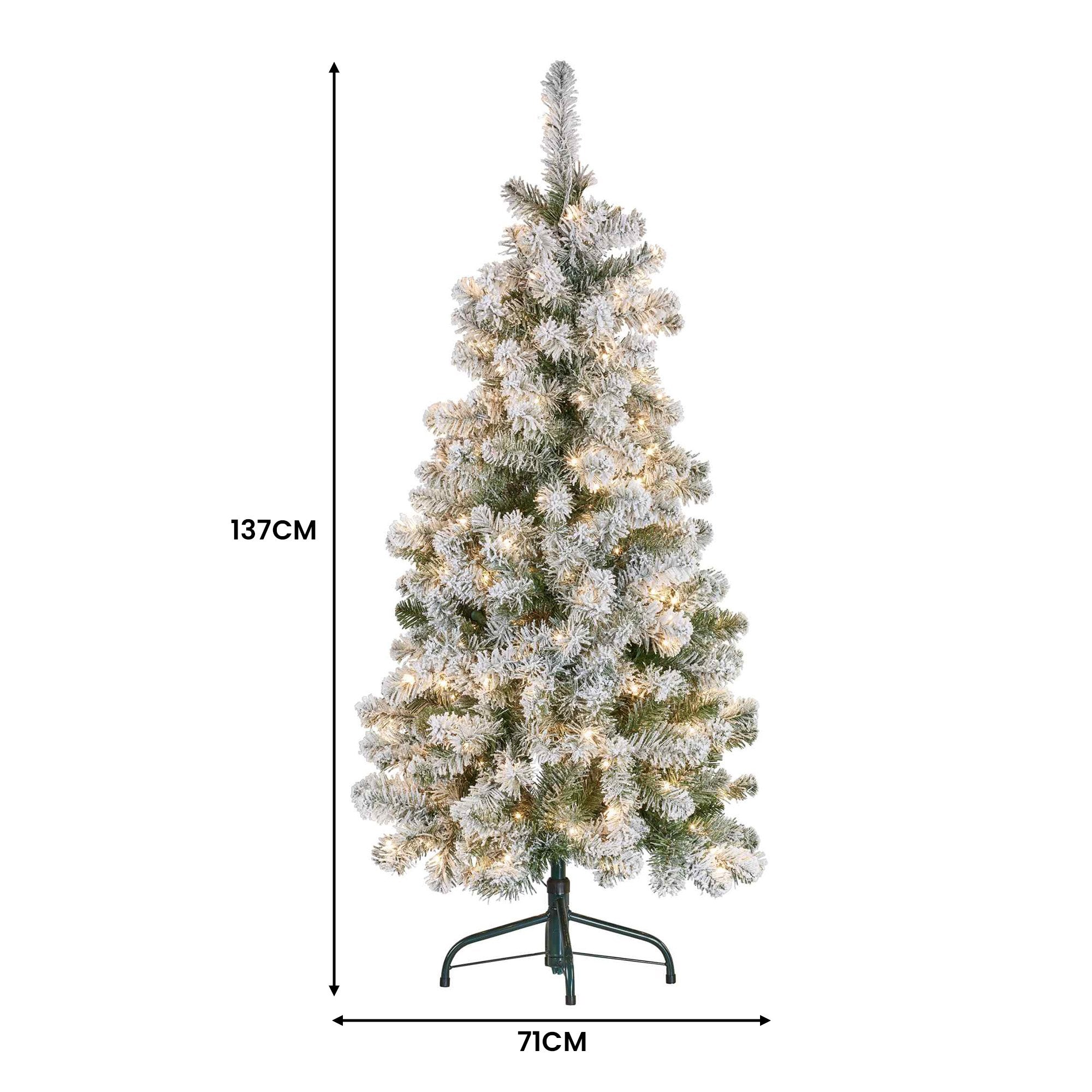 Christabelle 4.5ft - (137cm) Snowy Slimline Christmas Tree with LED Lights