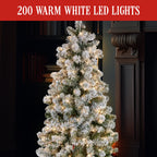 Christabelle 4.5ft - (137cm) Snowy Slimline Christmas Tree with LED Lights