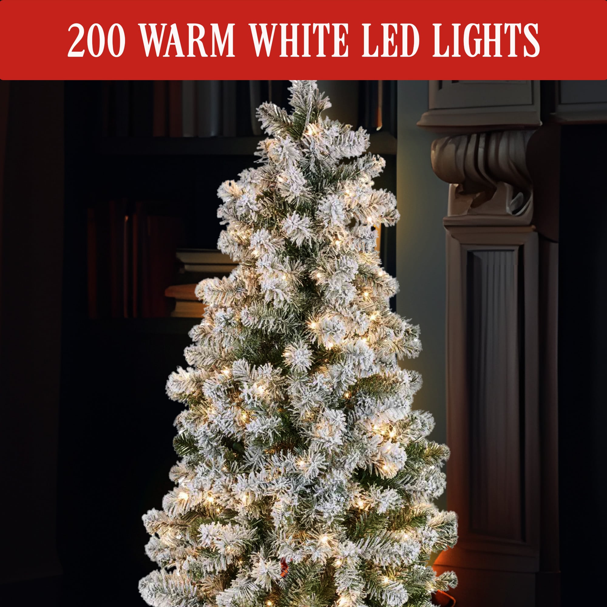 Christabelle 4.5ft - (137cm) Snowy Slimline Christmas Tree with LED Lights