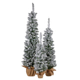 Christabelle Snowy Pine Christmas Trees Set of 3 with LED Lights & Hessian Base