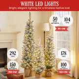 Christabelle Snowy Pine Christmas Trees Set of 3 with LED Lights & Hessian Base