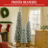 Christabelle Snowy Pine Christmas Trees Set of 3 with LED Lights & Hessian Base