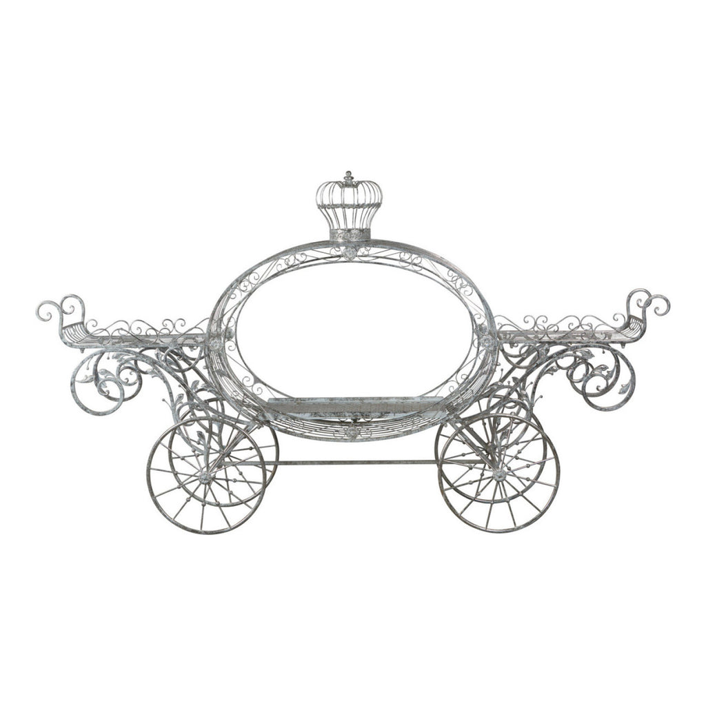 258cm Silver and White Metal Pumpkin Carriage
