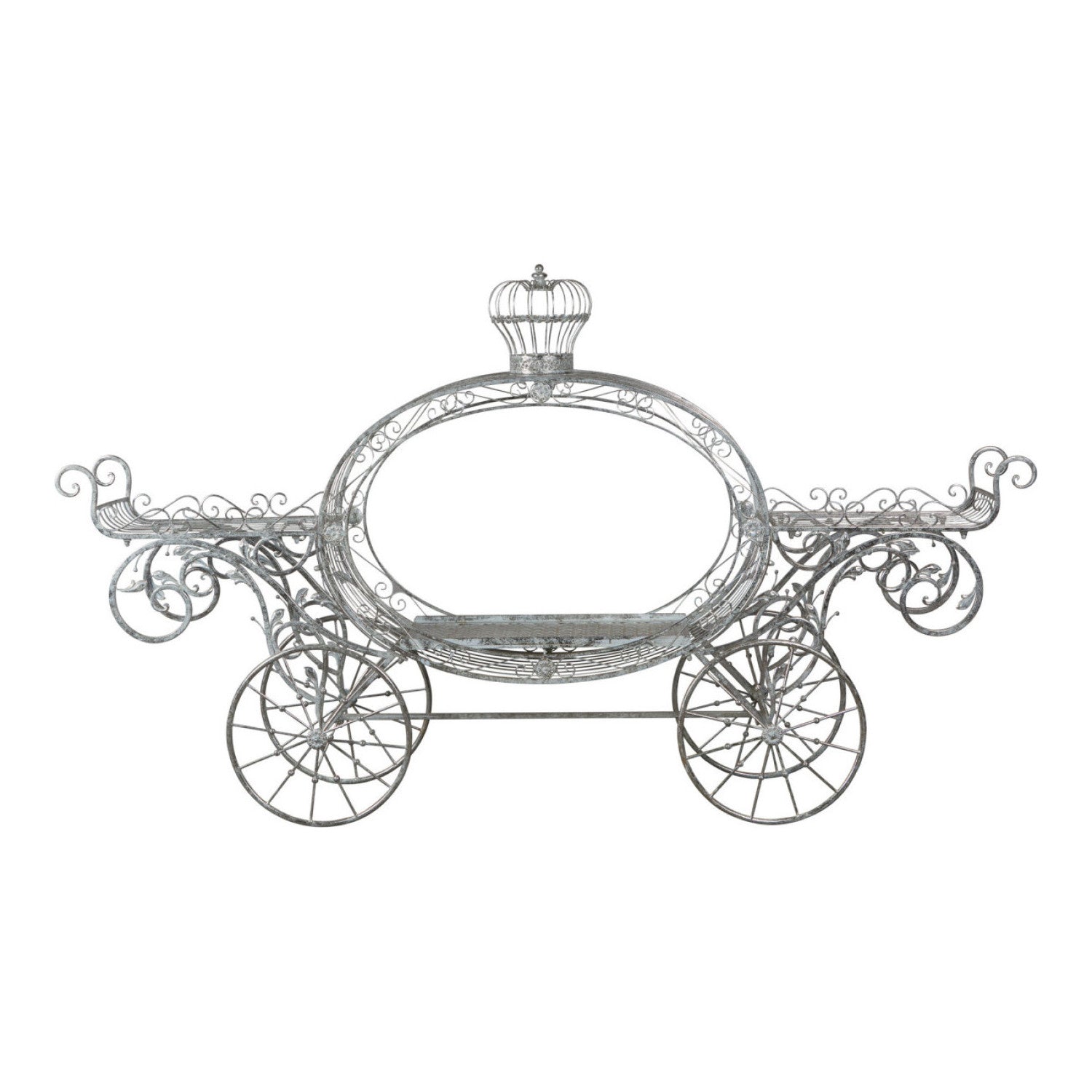 258cm Silver and White Metal Pumpkin Carriage