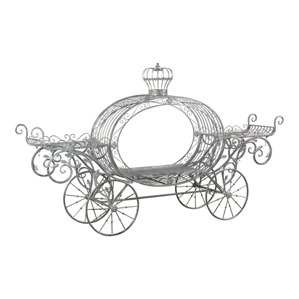 258cm Silver and White Metal Pumpkin Carriage